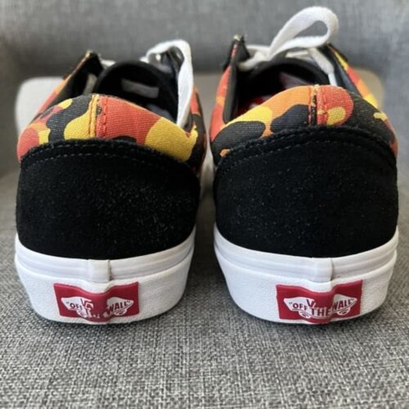 Vans Old Skool Camo Sneaker Lace Up Shoes Size M6 W7.5 Orange Red SB02 - Picture 3 of 7